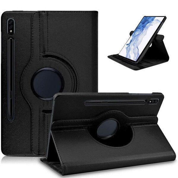 Samsung Galaxy Tab S8 11.0 X700X706 Leather Case 360 Degree Rotate Smart Stand Cover for 2020 SM-T870 T875 Tab (Black)