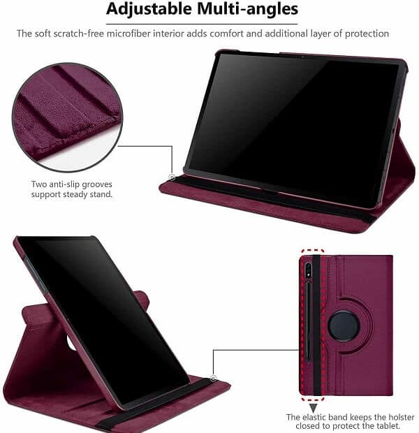 Samsung Galaxy Tab S8 11.0 X700X706 Leather Case 360 Degree Rotate Smart Stand Cover for 2020 SM-T870 T875 Tab (Purple)