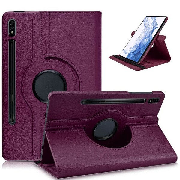 Samsung Galaxy Tab S8 11.0 X700X706 Leather Case 360 Degree Rotate Smart Stand Cover for 2020 SM-T870 T875 Tab (Purple)