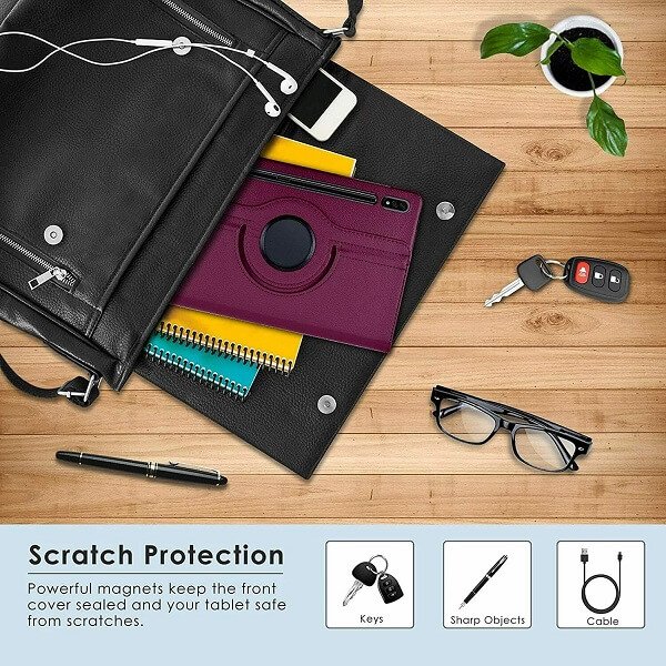 Samsung Galaxy Tab S8+ S8 Plus 2022 SM-X800 X806 Leather Case 360 Degree Rotate Smart Stand Cover (Red)