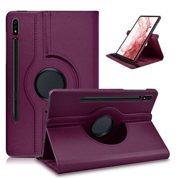 Samsung Galaxy Tab S8+ S8 Plus 2022 SM-X800 X806 Leather Case 360 Degree Rotate Smart Stand Cover (Purple)