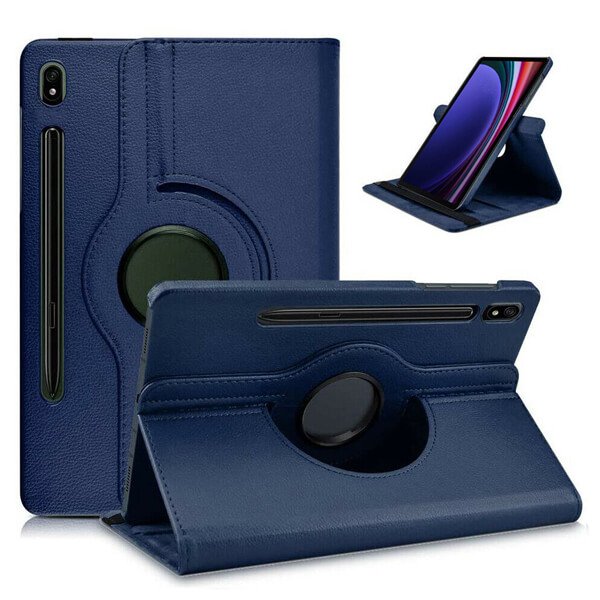Samsung Galaxy Tab S9 11.0 Leather Case 360 Degree Rotate Smart Stand Cover (Navy Blue)