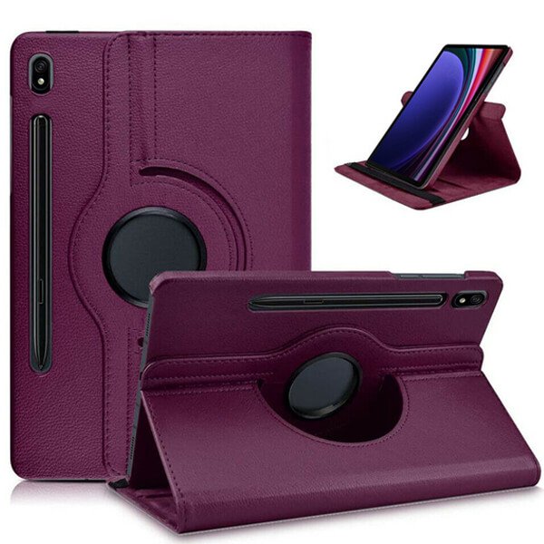 Samsung Galaxy Tab S9 11.0 Leather Case 360 Degree Rotate Smart Stand Cover (Purple)