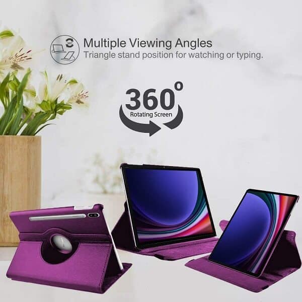 Samsung Galaxy Tab S9+ S9 Plus 2023 Leather Case 360 Degree Rotate Smart Stand Cover (Navy Blue)