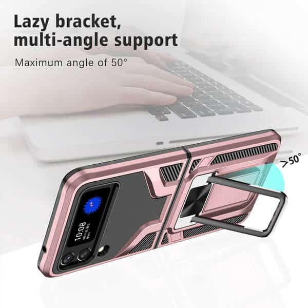 Samsung Galaxy Z Flip 3 5G Magnetic Ring Rugged Shockproof Case Heavy Duty Protective Back Cover (Black)