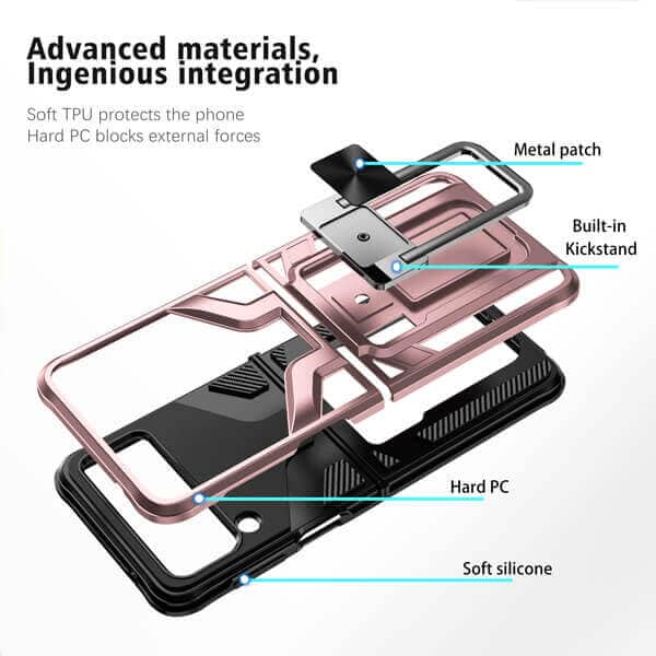 Samsung Galaxy Z Flip 3 5G Magnetic Ring Rugged Shockproof Case Heavy Duty Protective Back Cover (Black)