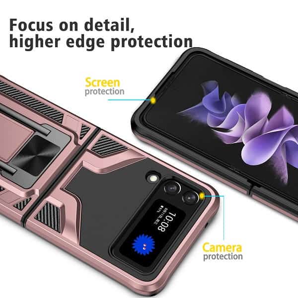 Samsung Galaxy Z Flip 3 5G Magnetic Ring Rugged Shockproof Case Heavy Duty Protective Back Cover (Black)