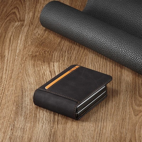 Samsung Galaxy Z Flip 3 Forwenw Wallet Leather Card Holder Flip Protective Shockproof Case Cover (Black)