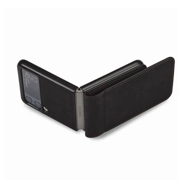 Samsung Galaxy Z Flip 3 Forwenw Wallet Leather Card Holder Flip Protective Shockproof Case Cover (Black)