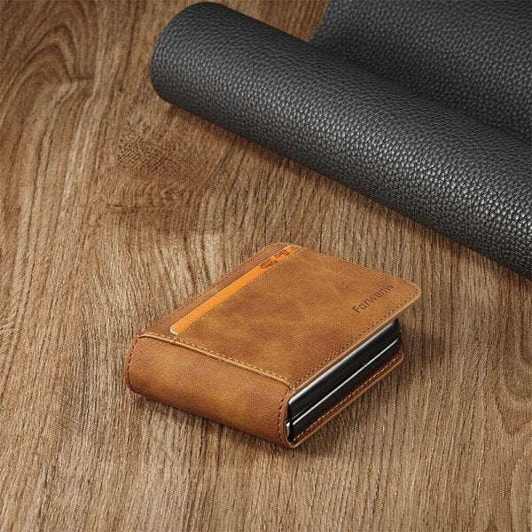 Samsung Galaxy Z Flip 4 Forwenw Wallet Leather Card Holder Flip Protective Shockproof Case Cover (Brown)