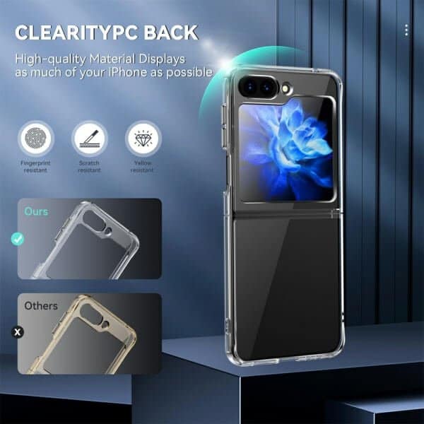 Samsung Galaxy Z Flip 5 Clear Case Slim With 4 Corners [Shock Absorption] Hard Back Soft Bumper Cover