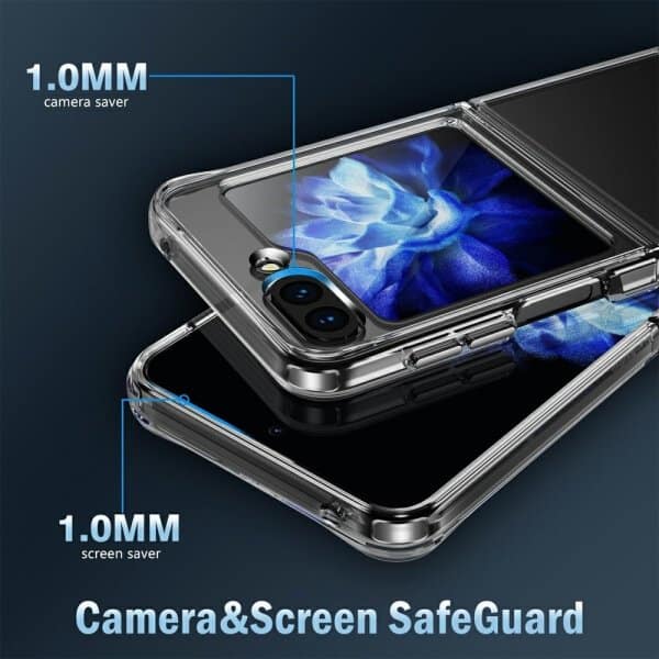 Samsung Galaxy Z Flip 5 Clear Case Slim With 4 Corners [Shock Absorption] Hard Back Soft Bumper Cover