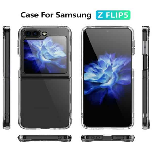 Samsung Galaxy Z Flip 5 Clear Case Slim With 4 Corners [Shock Absorption] Hard Back Soft Bumper Cover