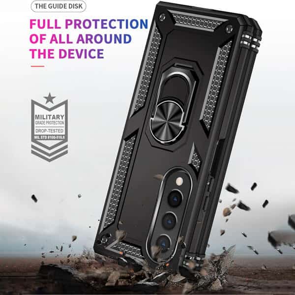 Samsung Galaxy Z Fold 4 5G Magnetic Ring Rugged Shockproof Case Heavy Duty Protective Back Cover (Black)