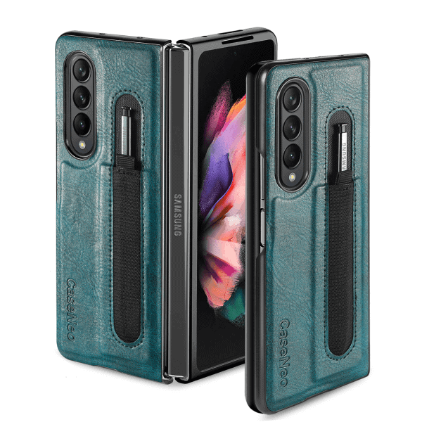 Samsung Galaxy Z Fold 4 5G Phone Case with S Pen Holder, PU Leather Protective Case with Flip Cover and Kickstand