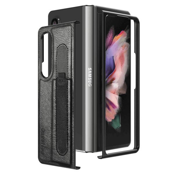 Samsung Galaxy Z Fold 4 5G Phone Case with S Pen Holder, PU Leather Protective Case with Flip Cover and Kickstand
