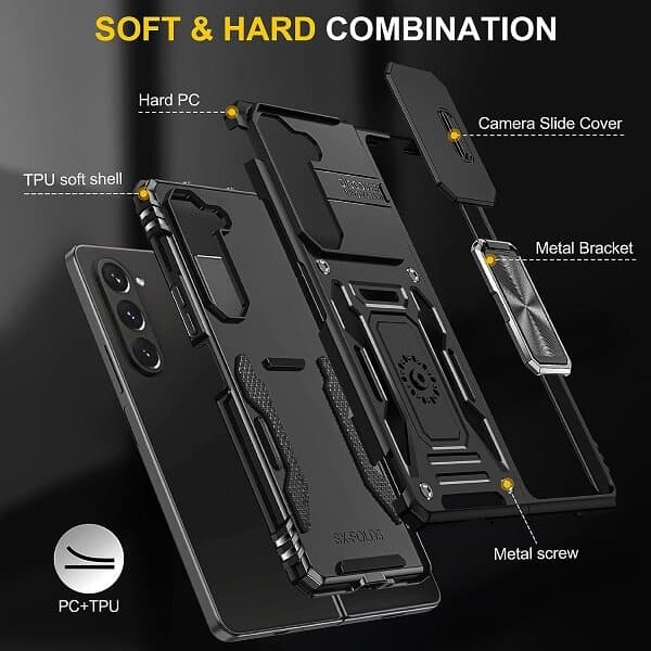 Samsung Galaxy Z Fold 5 5G Magnetic Ring Rugged Shockproof Case Heavy Duty Protective Back Cover