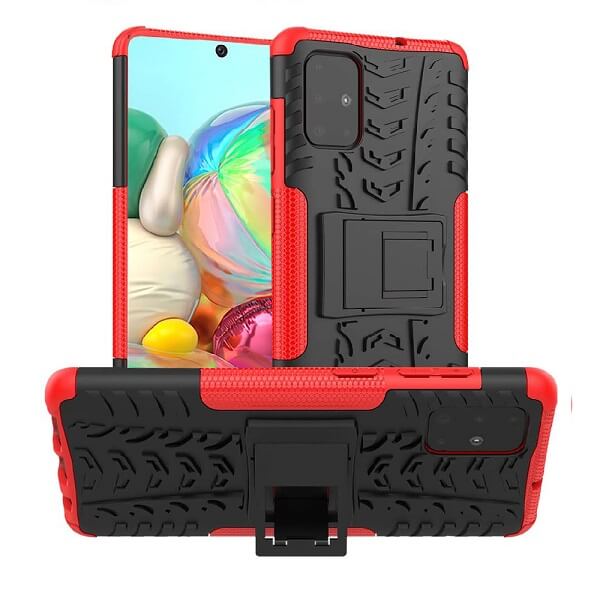 Samsung Galaxy A20/A30 Heavy Duty Tough Shockproof Rugged Kickstand Case Cover (Black)