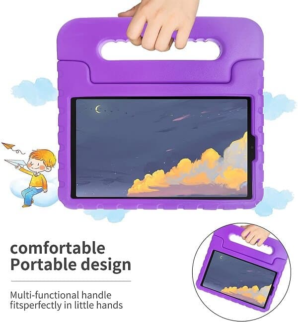 Samsung Galaxy Tab A7 Lite 8.7 inch SM- T220/T225 kids Case, Kickstand Shockproof Protective Handle Stand Light Weight Kids Friendly Cover (Black)