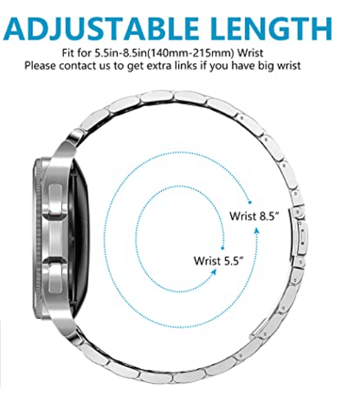 For Samsung Galaxy Watch 4 40mm 44mm Bands, Galaxy Watch 4 Classic Band 42mm 46mm, 20mm Stainless Steel Metal Replacement Strap Loop Bracelet Women Men (Dual Silver /Gold) 3