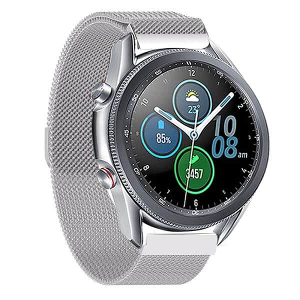 For Samsung Galaxy Watch 3 41mm Replacement Band Magnetic Steel Milanese Loop Band Wristband Strap (Silver)