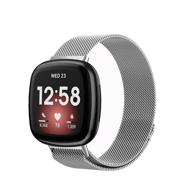 For Fitbit Sense /Fitbit Sense 2 Magnetic Milanese Band Stainless Steel Loop Mesh Wristband Strap Bracelet (Silver)