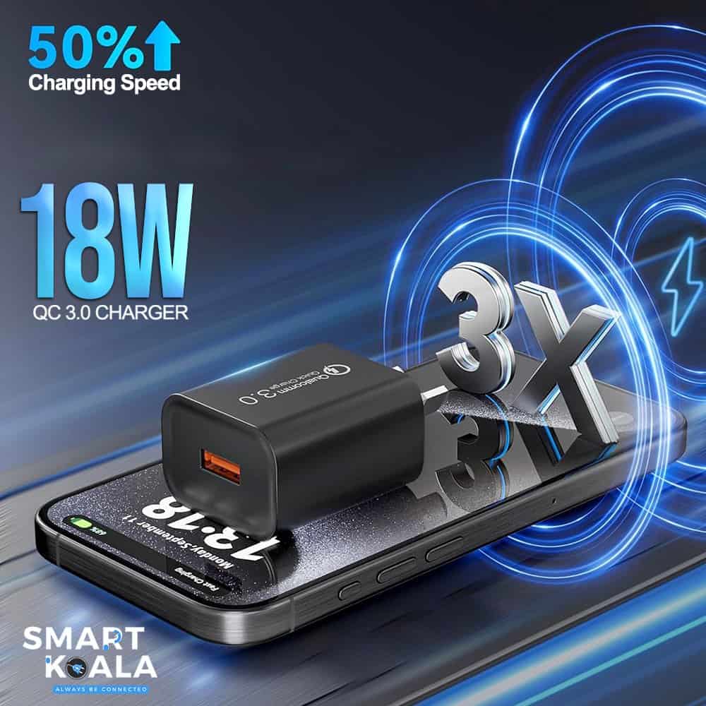Smart Koala 18W QC3.0 SAA Certified USB A Fast Charging Wall AU Plug Charger Power Adapter