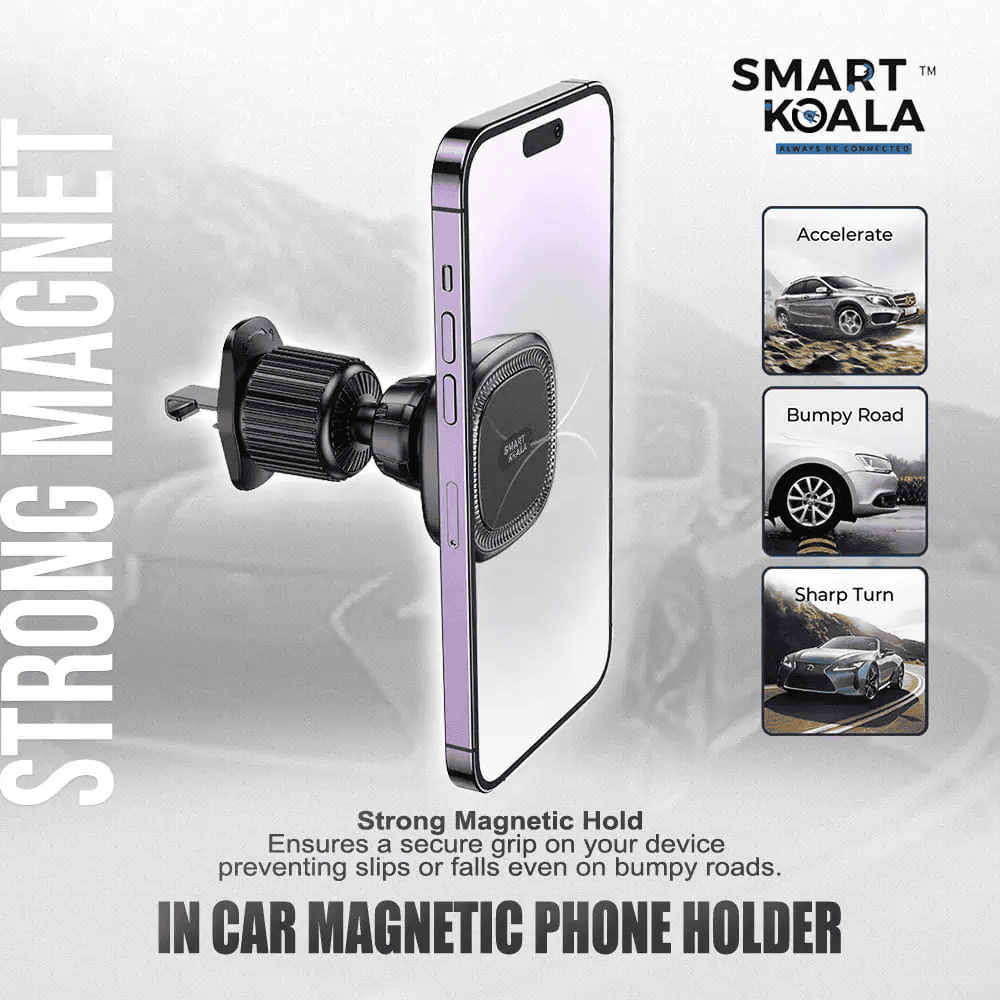 Smart Koala 360 Degree Rotating Air Vent Strong Magnetic Air Vent Car Mount Mobile Phone Holder for 4.5-7 inch iPhone Samsung Google Nokia Oppo Motorola