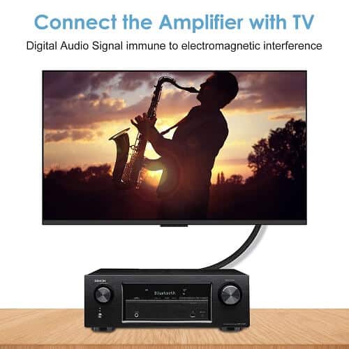 3m /10ft Digital Fiber Optical Audio Cable Toslink Nylon Braided Flexible Cord for Home Theater, Sound bar, TV, PS4, Xbox, Samsung, Vizio, Bose, LG