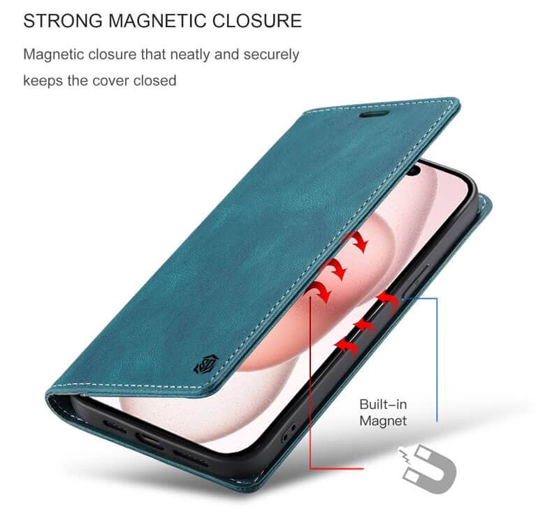 SupRShield For Apple iPhone 15 Case RFID Blocking Retro Flip Premium Leather Card Holder Wallet Cover