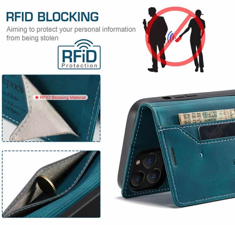 SupRShield For Apple iPhone 15 Pro Case RFID Blocking Retro Flip Premium Leather Card Holder Wallet Cover