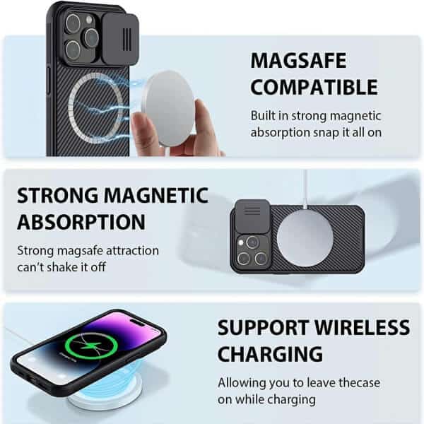 SupRShield For Apple iPhone 1515 Pro15 Pro Max15 Plus Case [Support Magsafe Charger] CamShield With Camera Protection Magnetic Shockproof Cover