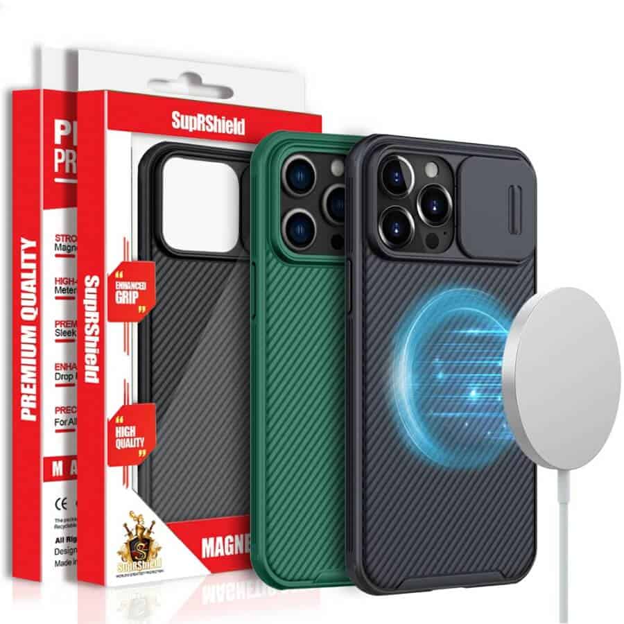 SupRShield For Apple iPhone 1515 Pro15 Pro Max15 Plus Case [Support Magsafe Charger] CamShield With Camera Protection Magnetic Shockproof Cover