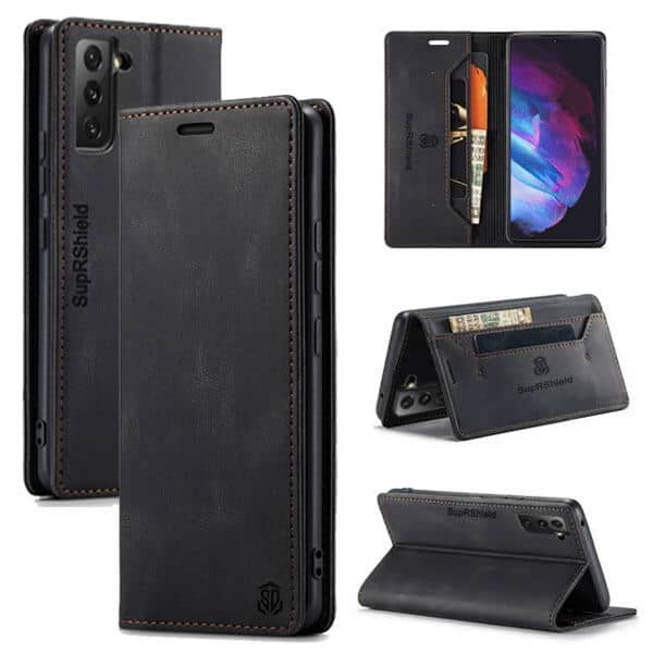 SupRShield For Samsung Galaxy S23 | S23+ /S23 Plus | S23 Ultra Case RFID Blocking Retro Flip Premium Leather Card Holder Wallet Cover