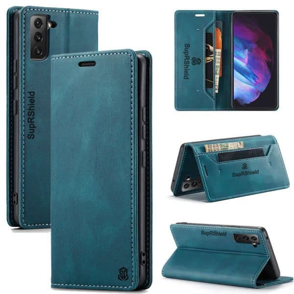 SupRShield For Samsung Galaxy S23 | S23+ /S23 Plus | S23 Ultra Case RFID Blocking Retro Flip Premium Leather Card Holder Wallet Cover