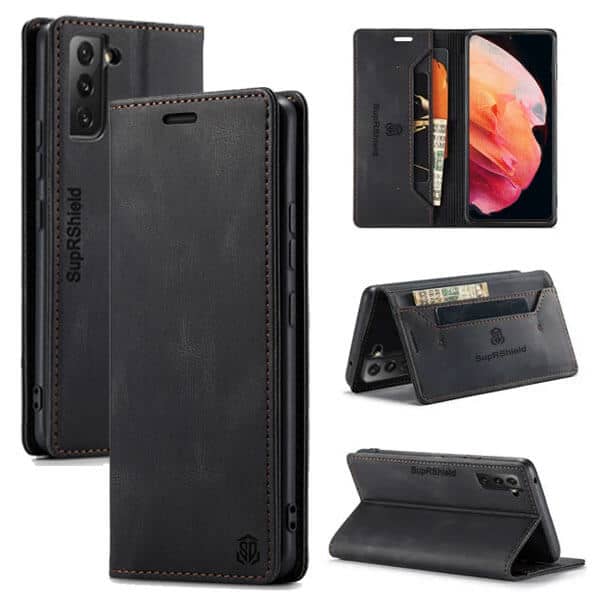 SupRShield For Samsung Galaxy S23 | S23+ /S23 Plus | S23 Ultra Case RFID Blocking Retro Flip Premium Leather Card Holder Wallet Cover