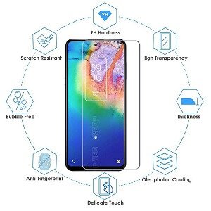 [2 Pack] TCL 20 5G Full Coverage Tempered Glass Screen Protector Film Guard ( Clear)