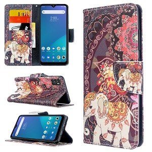 Telstra Evoke Plus 2 Wallet Case Flip Leather Card Holder Slots Magnetic Shockproof Cover (Elephant)