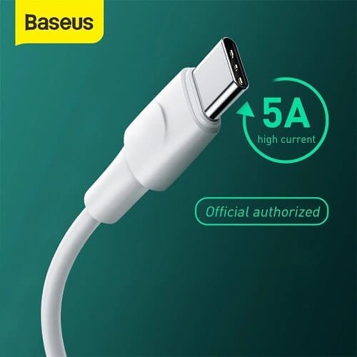 Baseus 1M VOOC USB Type C Cable Fast Charging Cord For Oppo, Samsung, iPad Pro, Huawei, LG, Nokia (White)