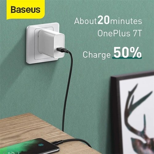 Baseus 1M VOOC USB Type C Cable Fast Charging Cord For Oppo, Samsung, iPad Pro, Huawei, LG, Nokia (White)