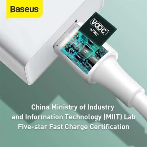 Baseus 1M VOOC USB Type C Cable Fast Charging Cord For Oppo, Samsung, iPad Pro, Huawei, LG, Nokia (White)