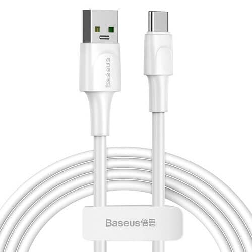 Original Baseus VOOC USB Type C Adapter Cable Fast Charging Cord For Oppo , Samsung, iPad Pro, Huawei, LG, Nokia (White)
