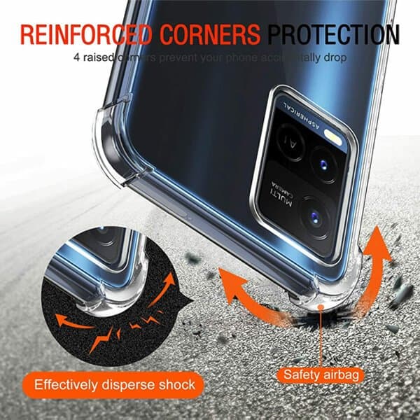 Vivo Y33S Clear Case Shockproof Tough Soft Gel Clear Transparent Air Cushion Cover (Transparent)