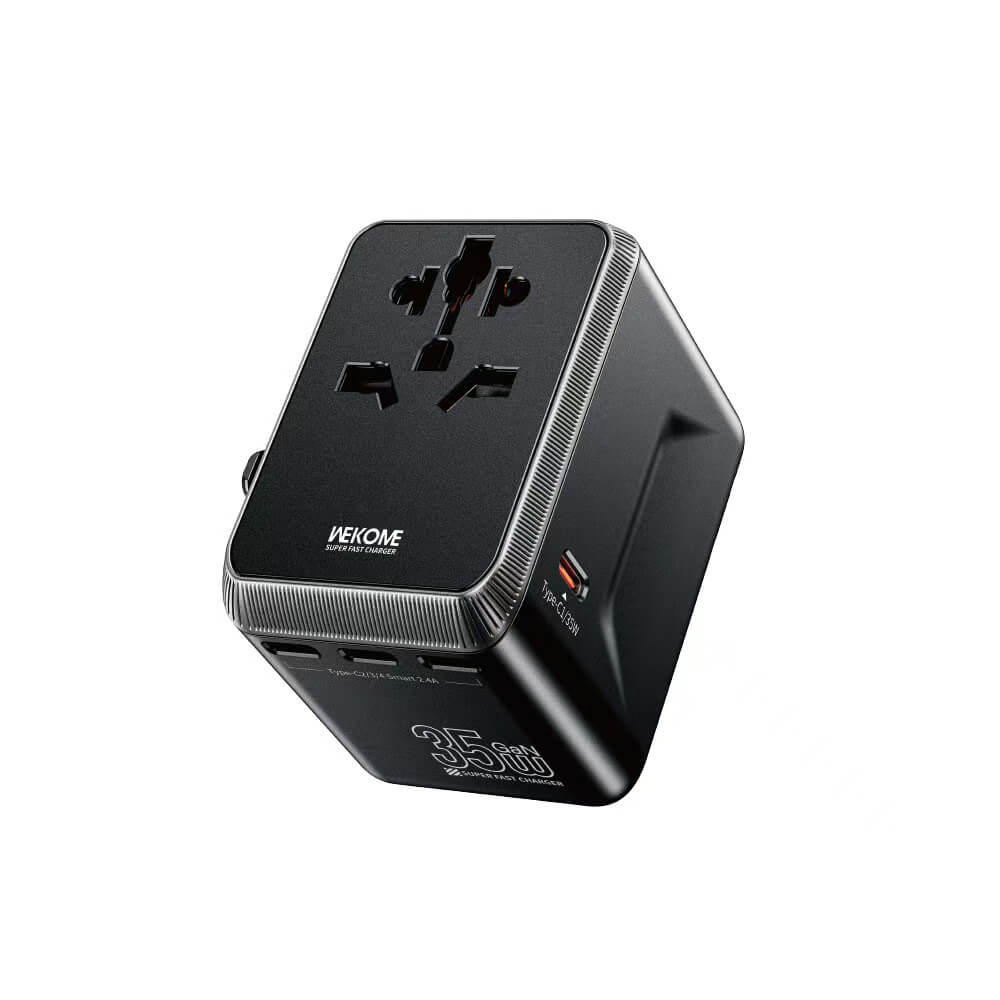 WEKOME WP-U69 35W GaN EUUKUSAUSJP USB A & 4 USB Type C Universal Conversion Fast Charging Charger Power Travel Adapter (Black)