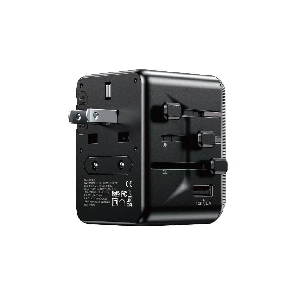WEKOME WP-U69 35W GaN EUUKUSAUSJP USB A & 4 USB Type C Universal Conversion Fast Charging Charger Power Travel Adapter (Black)