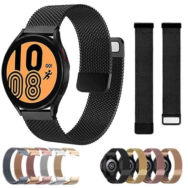 Samsung Galaxy Watch 4 40mm 44mm /Watch 4 Classic 42mm 46mm Replacement Wristband, Adjustable Stainless Steel Milanese Wrist Band Strap For Women Men Unisex