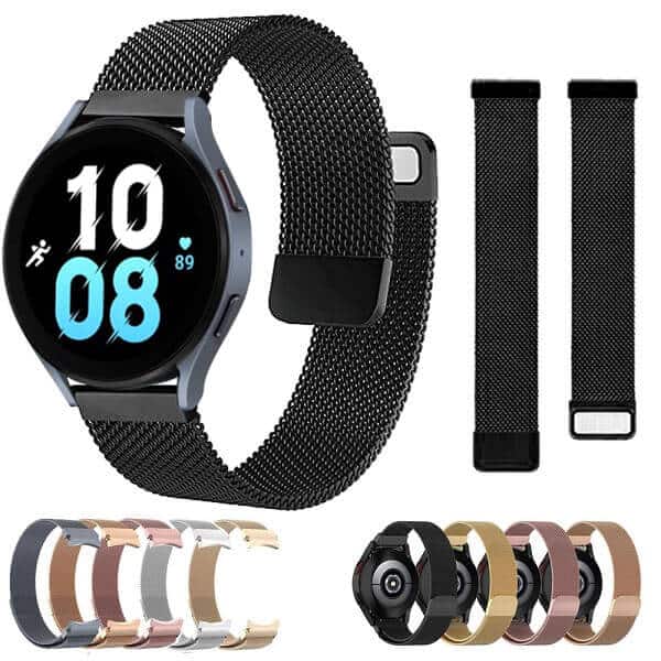 Samsung Galaxy Watch 5 40mm 44mm /Watch 5 Pro 46mm Replacement Wristband, Adjustable Stainless Steel Milanese Wrist Band