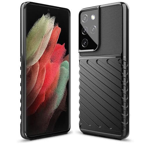 Samsung Galaxy S21 Ultra 5G Case Shockproof Absorption Anti Scratch Heavy Duty Durable Drop Protection Phone Armor Back Cover (Black)