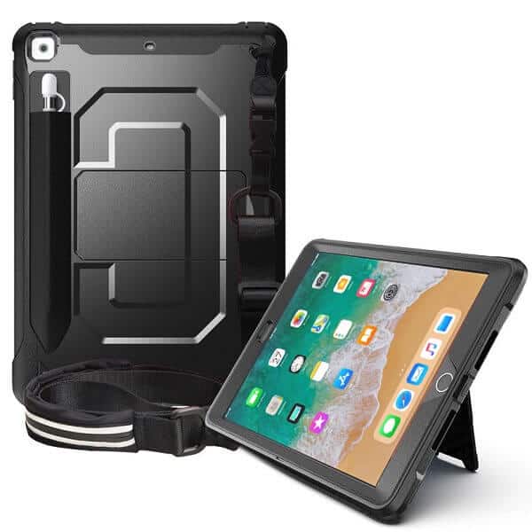 Black Pencil Holder iPad 6th Gen Shockproof Case Cover | Smartcases