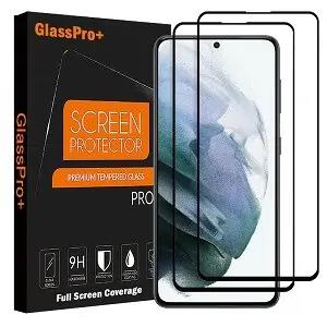 [2 Pack] Samsung Galaxy S21 5G Full Coverage Tempered Glass Screen Protector Film Guard (Black)